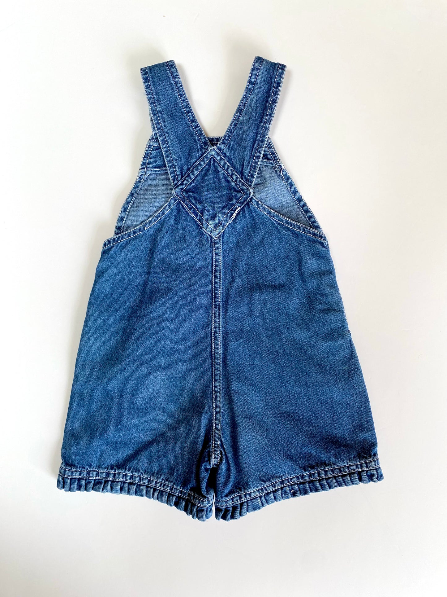 Vintage denim frill shortalls Age 18-24M
