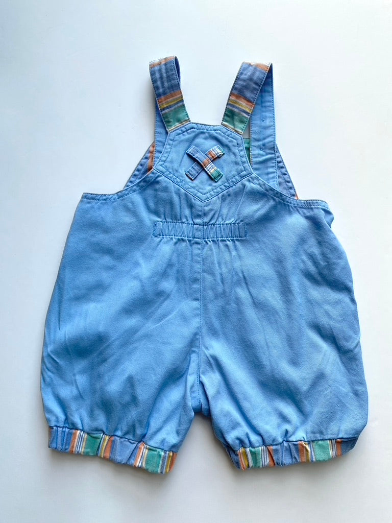 Vintage blue and stripe short dungarees Age 9-12m