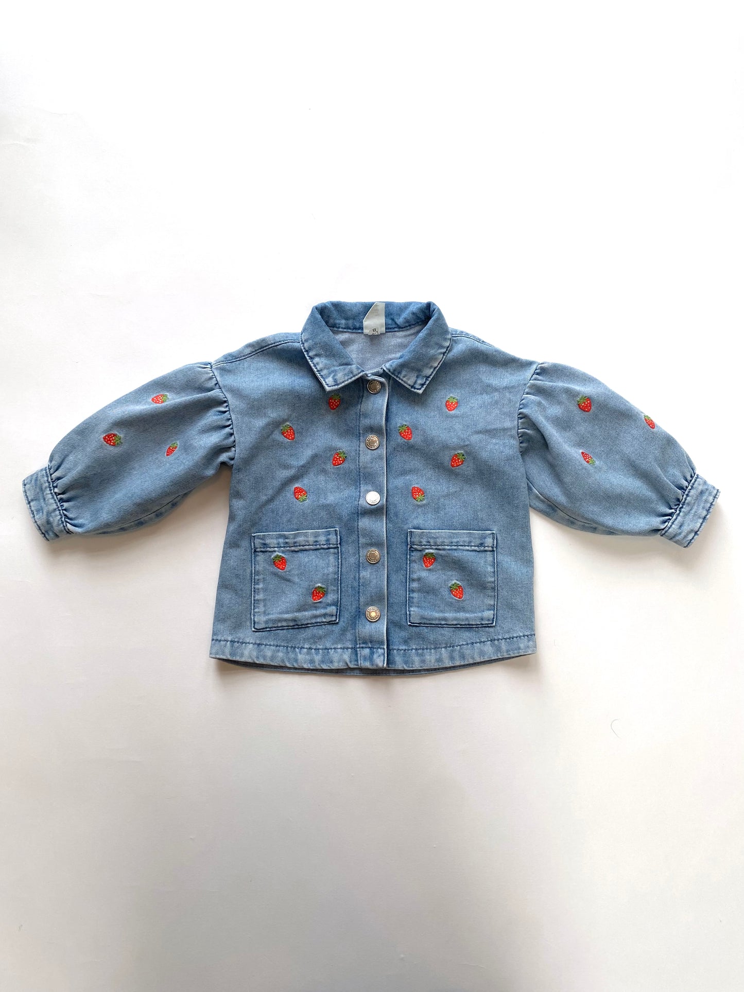 Strawberry denim jacket Age 12-18m