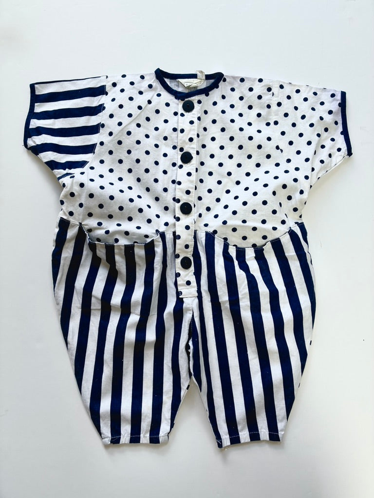 Vintage spot & stripe jumpsuit Size 6-9m