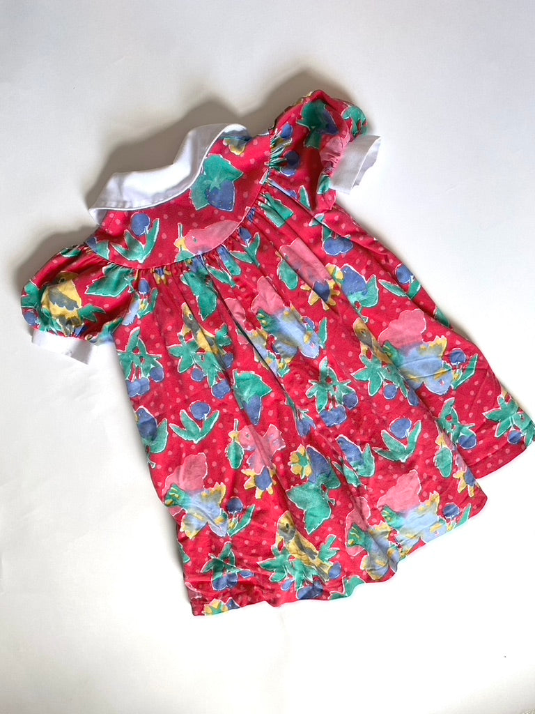 Vintage red printed Dress Age 3-4y