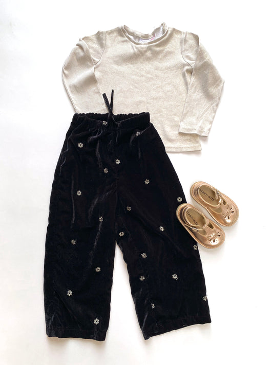 Velvet embroidered party trousers Age 4-5y