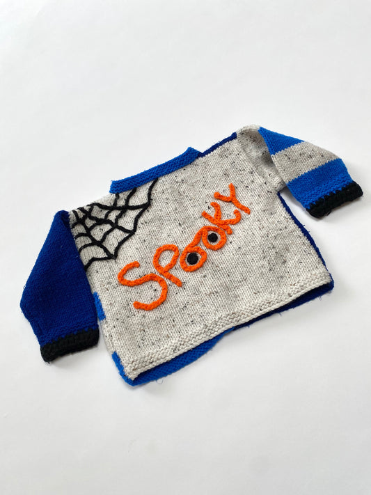 Hand knitted spooky cardigan age 18-36m