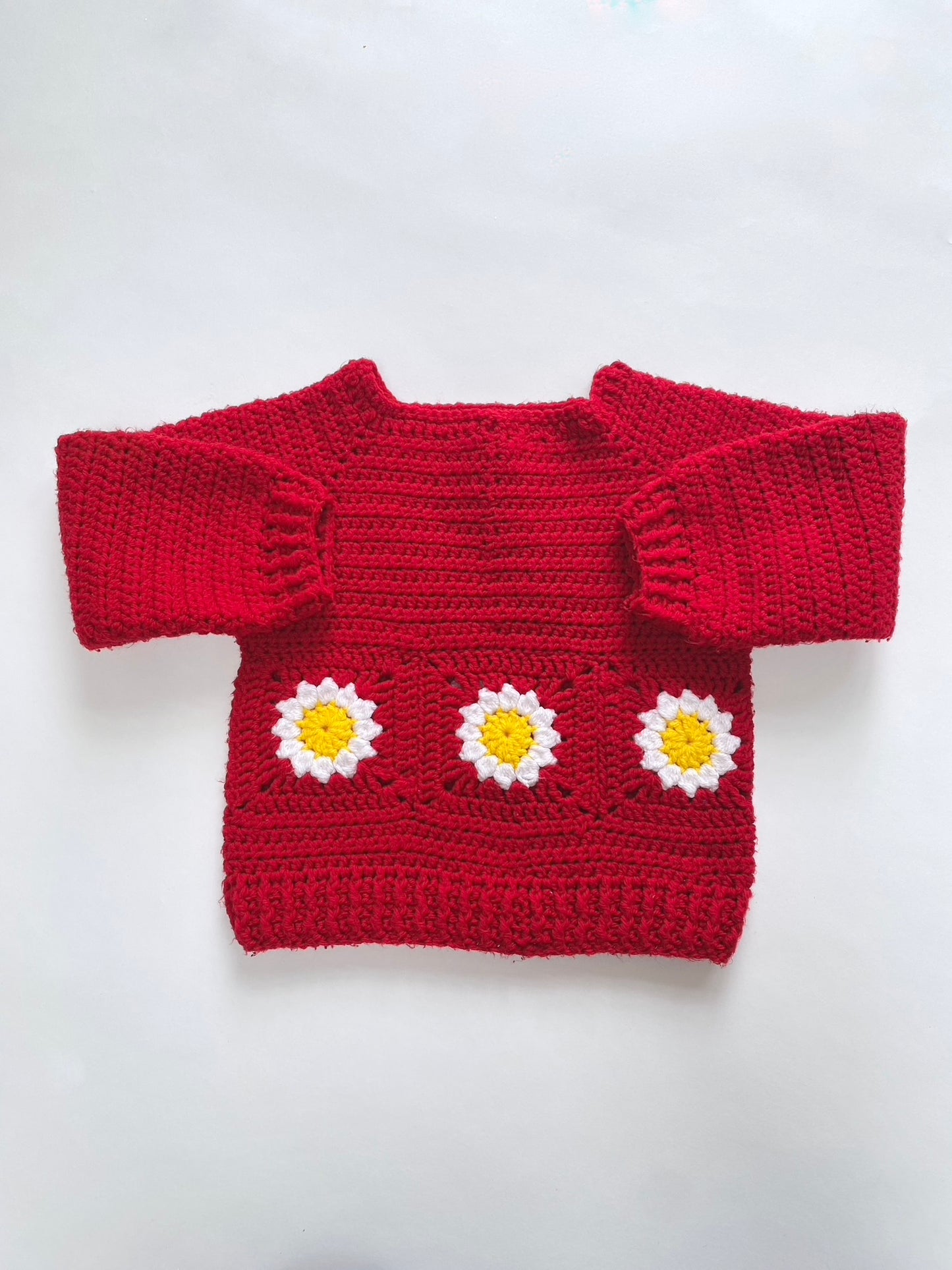 Hand crochet sunflower jumper Age 3-4y
