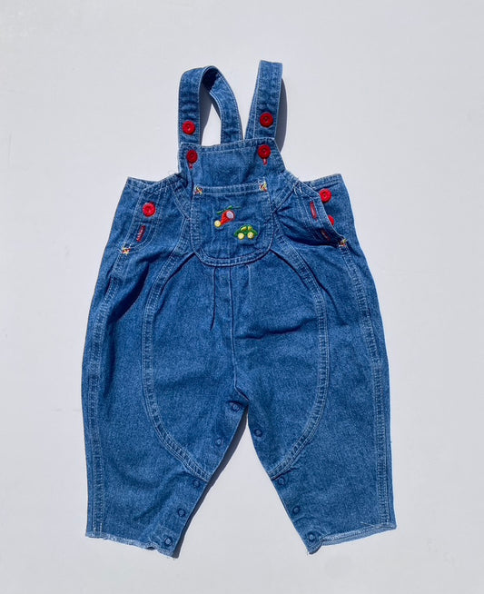 Vintage denim embroidered dungarees age 6-9m