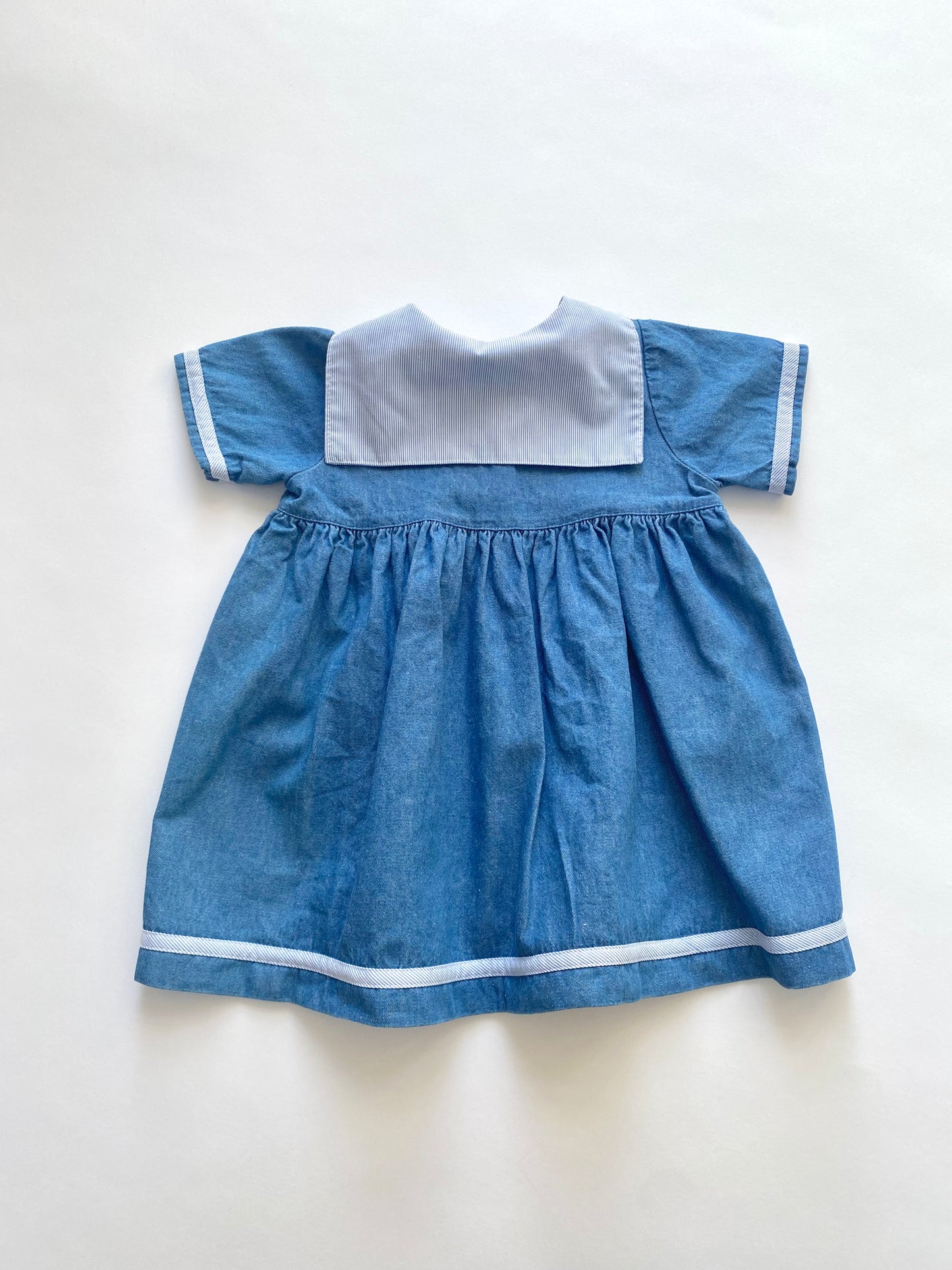 Vintage chambray sailor dress with pearl buttons 6-12m
