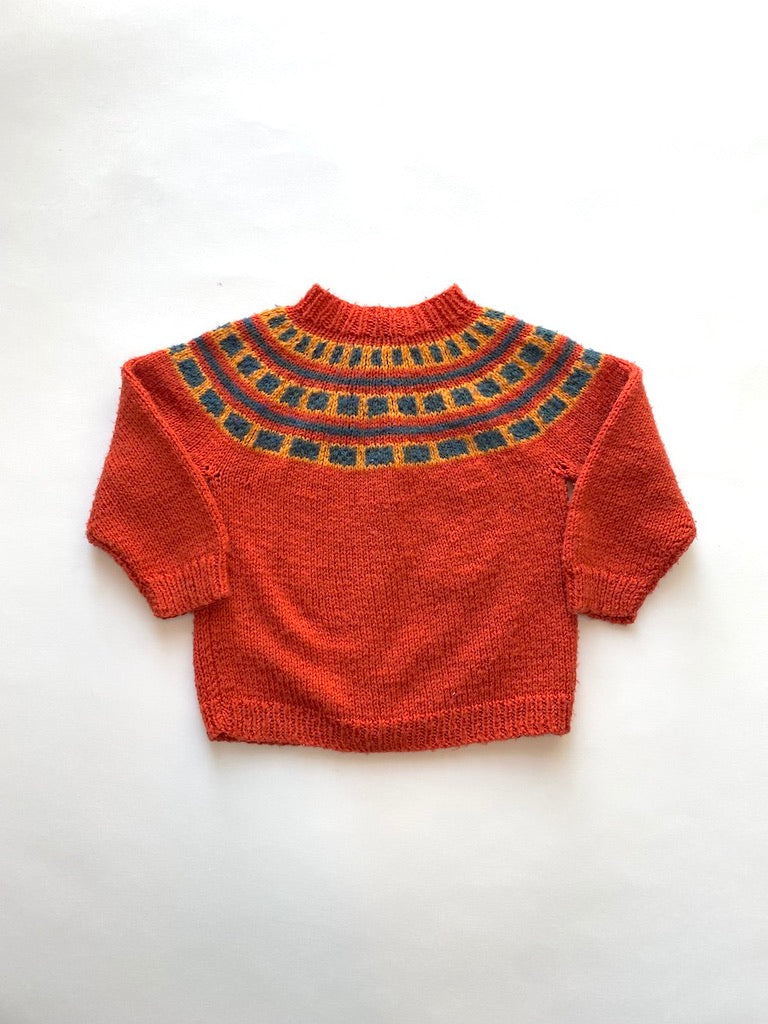 Orange cardigan hand knit age 2-3y