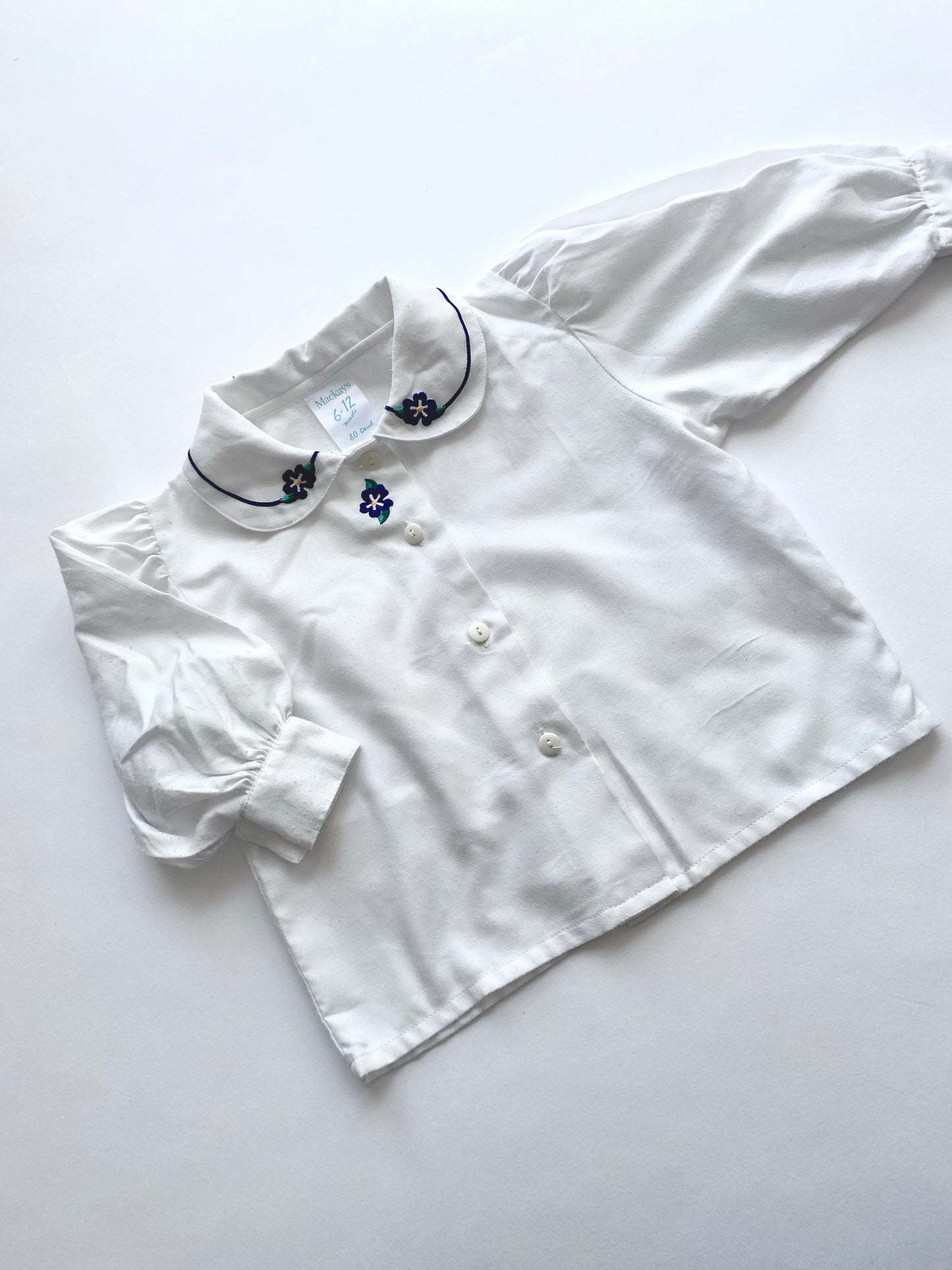 Vintage puff sleeve peterpan collar shirt Age 6-12m