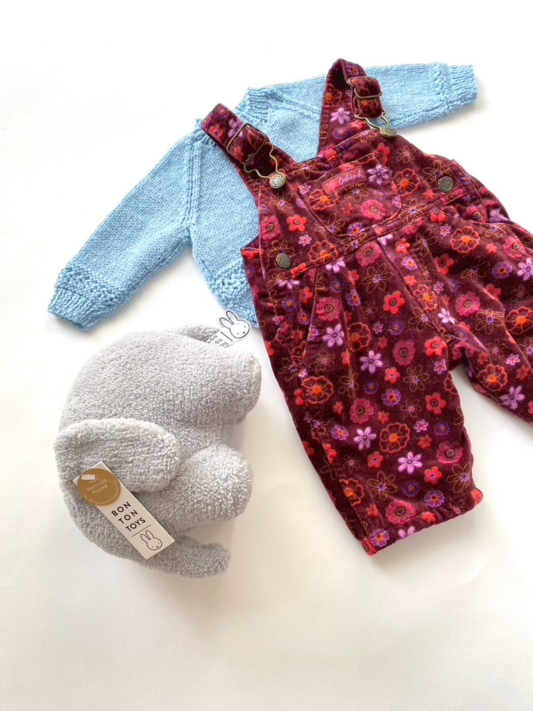 Oshkosh velvet printed dungarees Age 3m