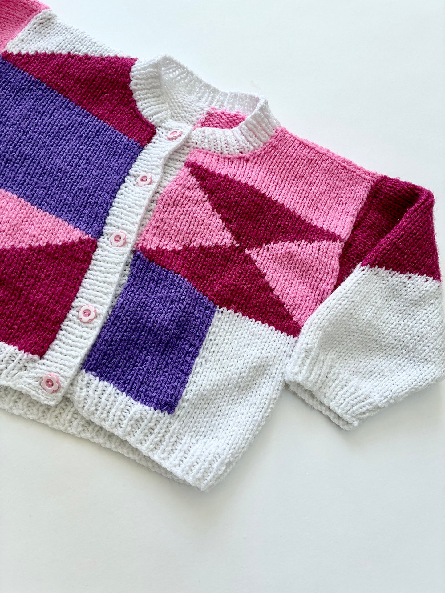 Hand knitted patterned cardi Age 12-24m