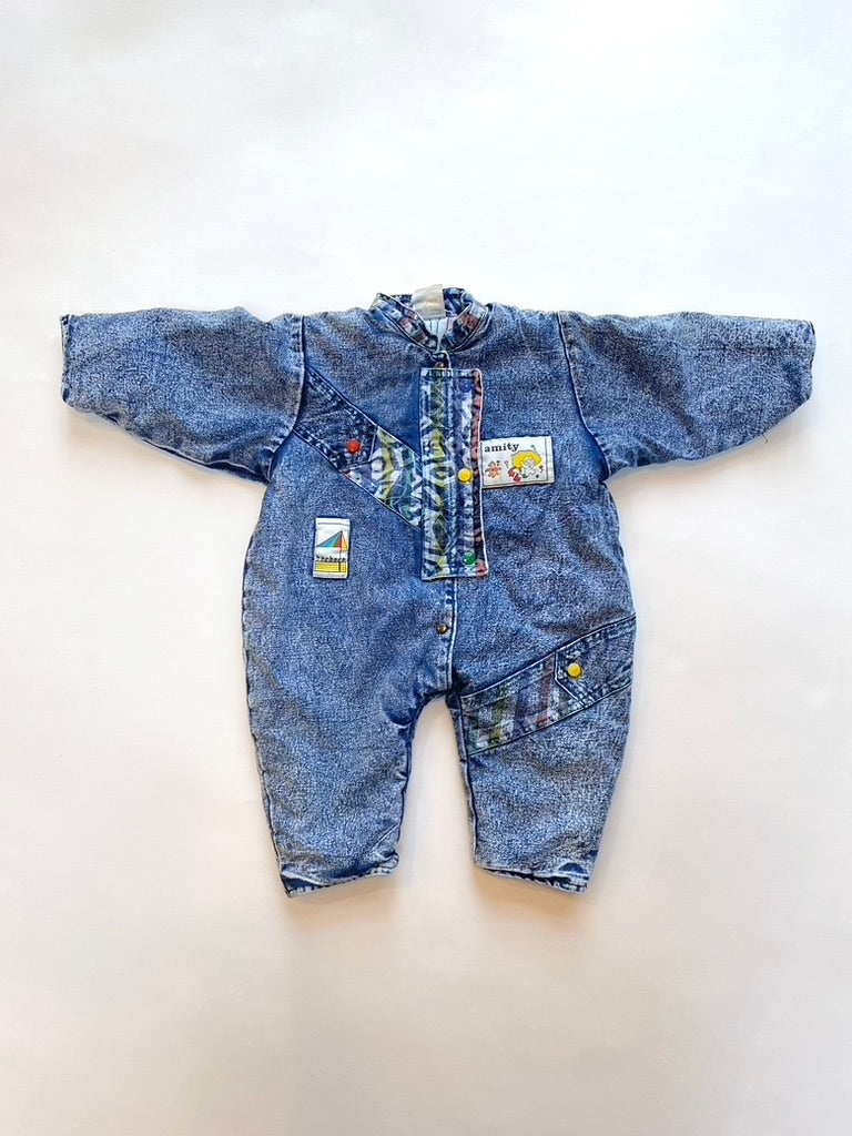 Vintage padded denim romper age 3-6m