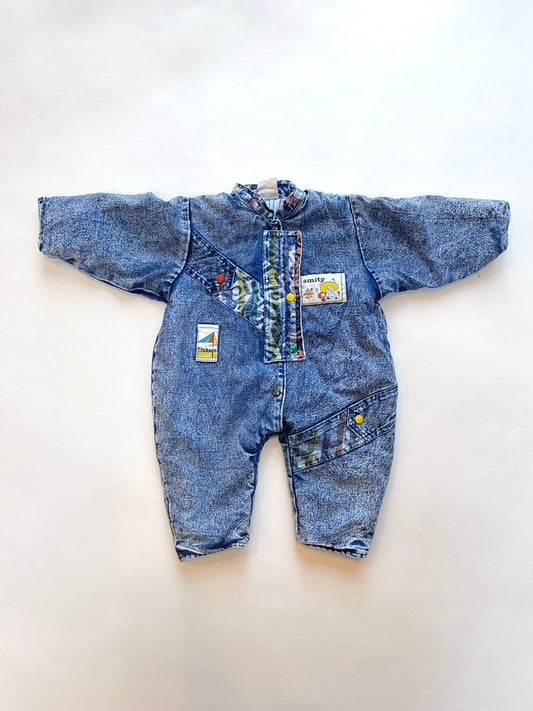 Vintage padded denim romper age 3-6m