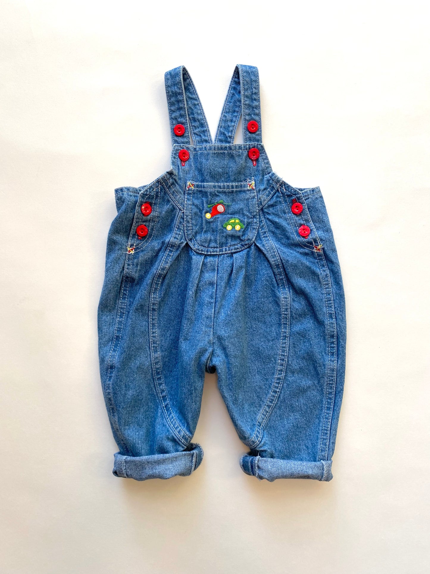 Vintage denim embroidered dungarees age 6-9m