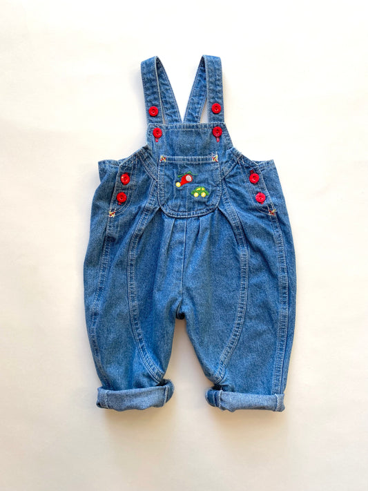 Vintage denim embroidered dungarees age 6-9m
