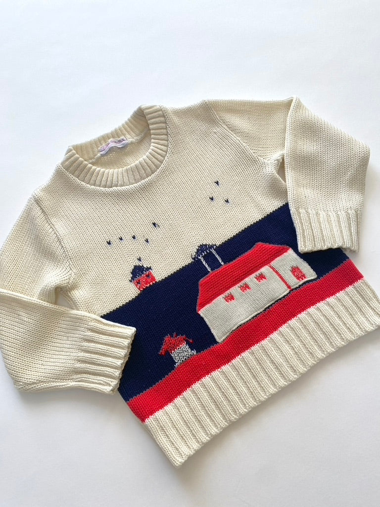 Vintage jumper with house design Age 2-3y