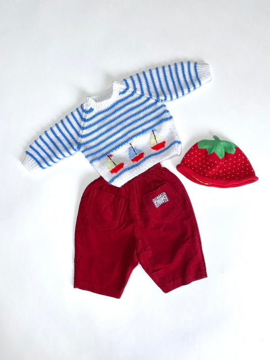 Hand knitted nautical jumper age 3m