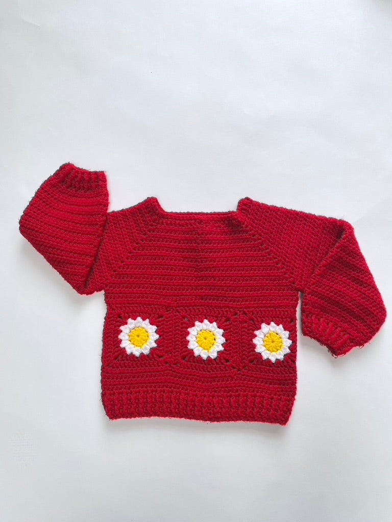 Hand crochet sunflower jumper Age 3-4y