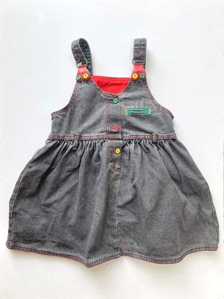 Vintage grey denim dress with colourblock detail Age 5-7y