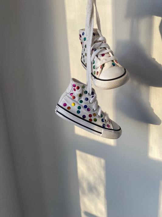 Metallic spot Converse Hi tops Size 5