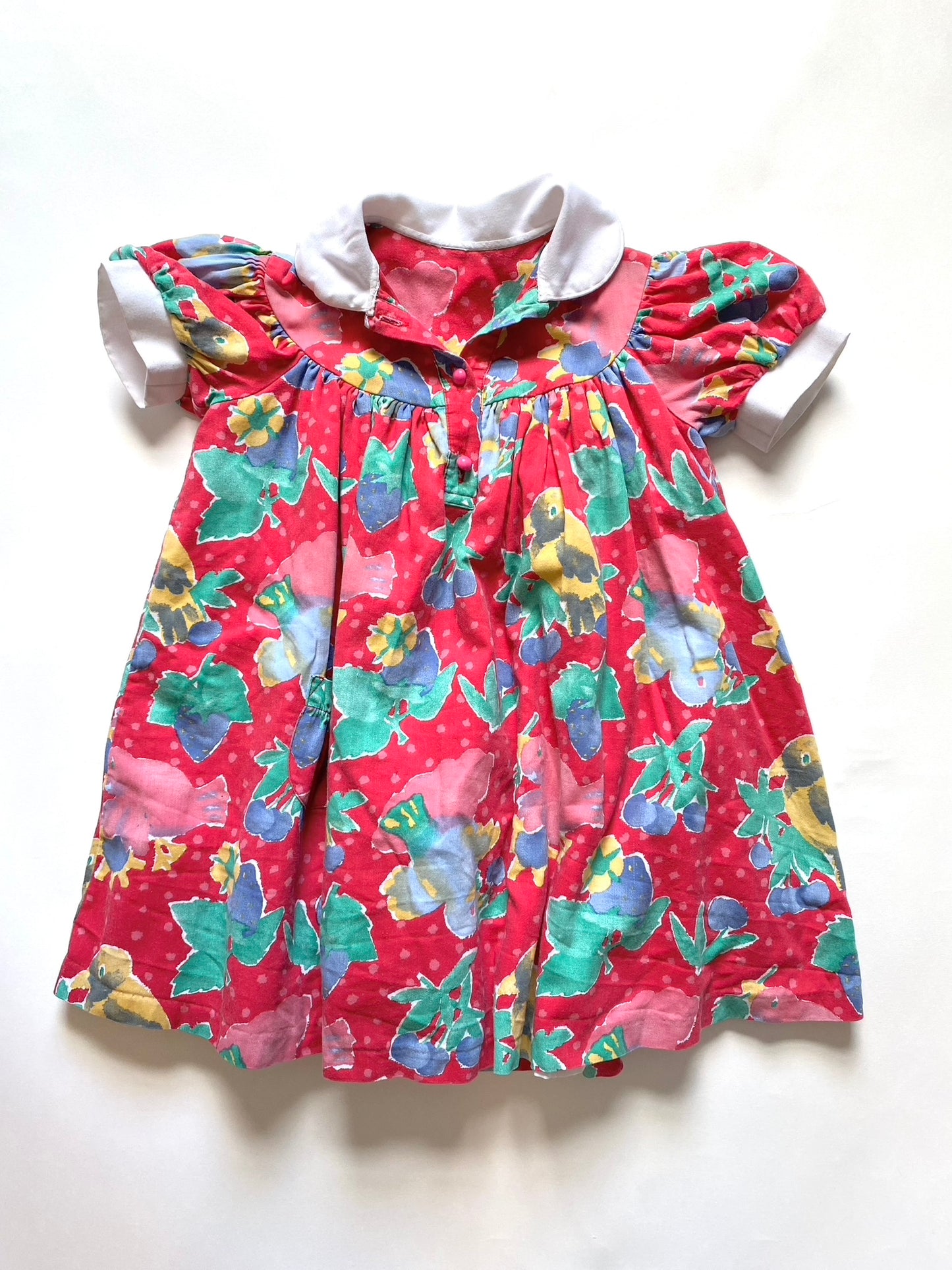 Vintage red printed Dress Age 3-4y