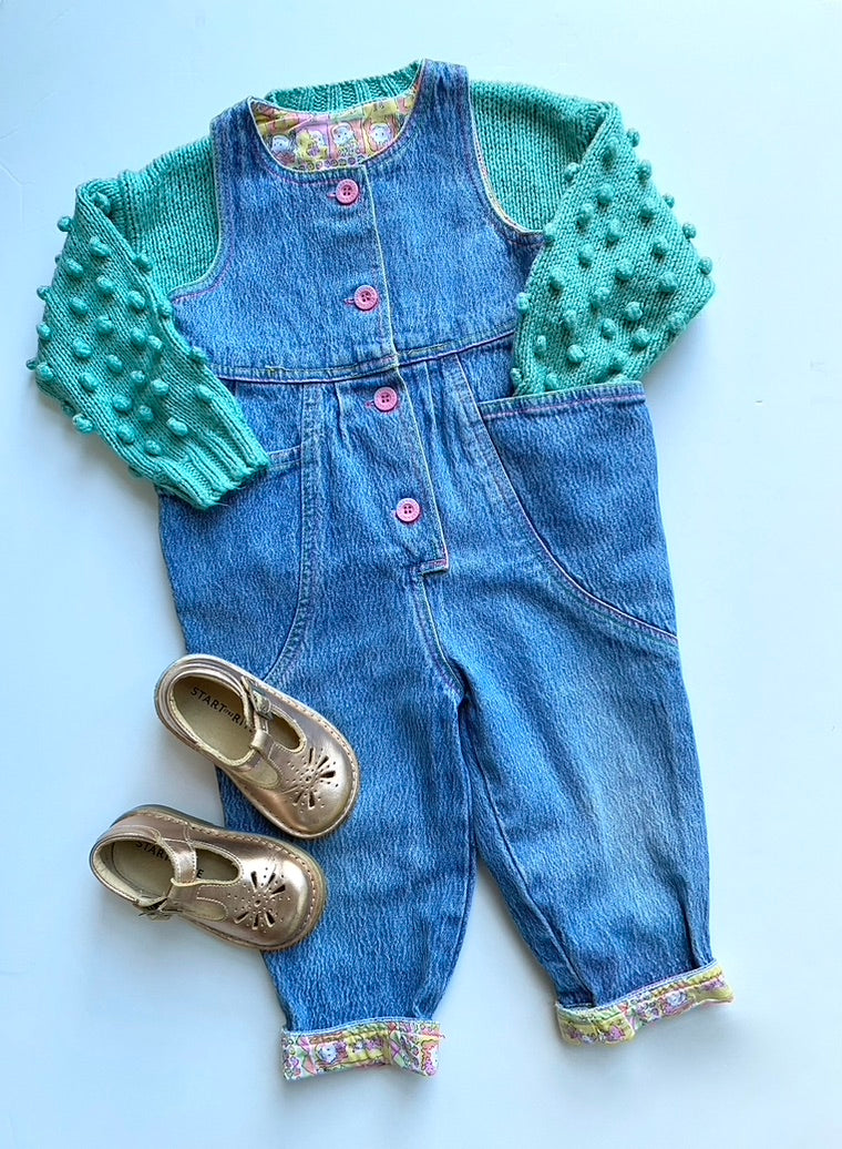 Vintage denim dungarees with contrast details age 9-12m