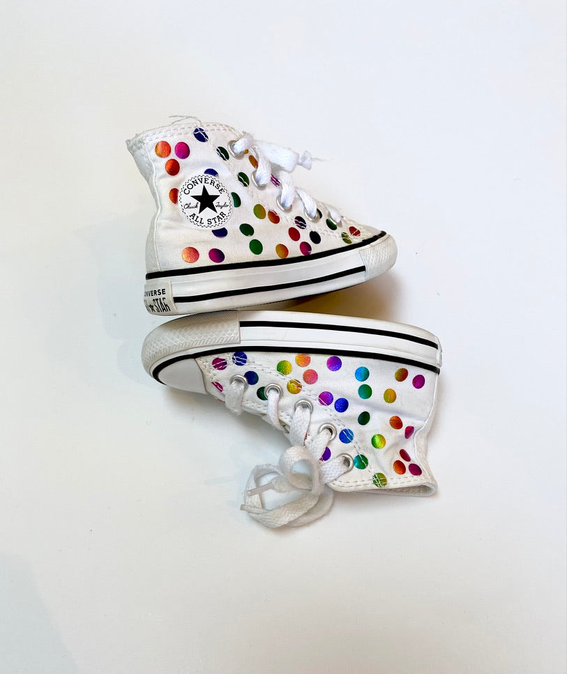 Metallic spot Converse Hi tops Size 5