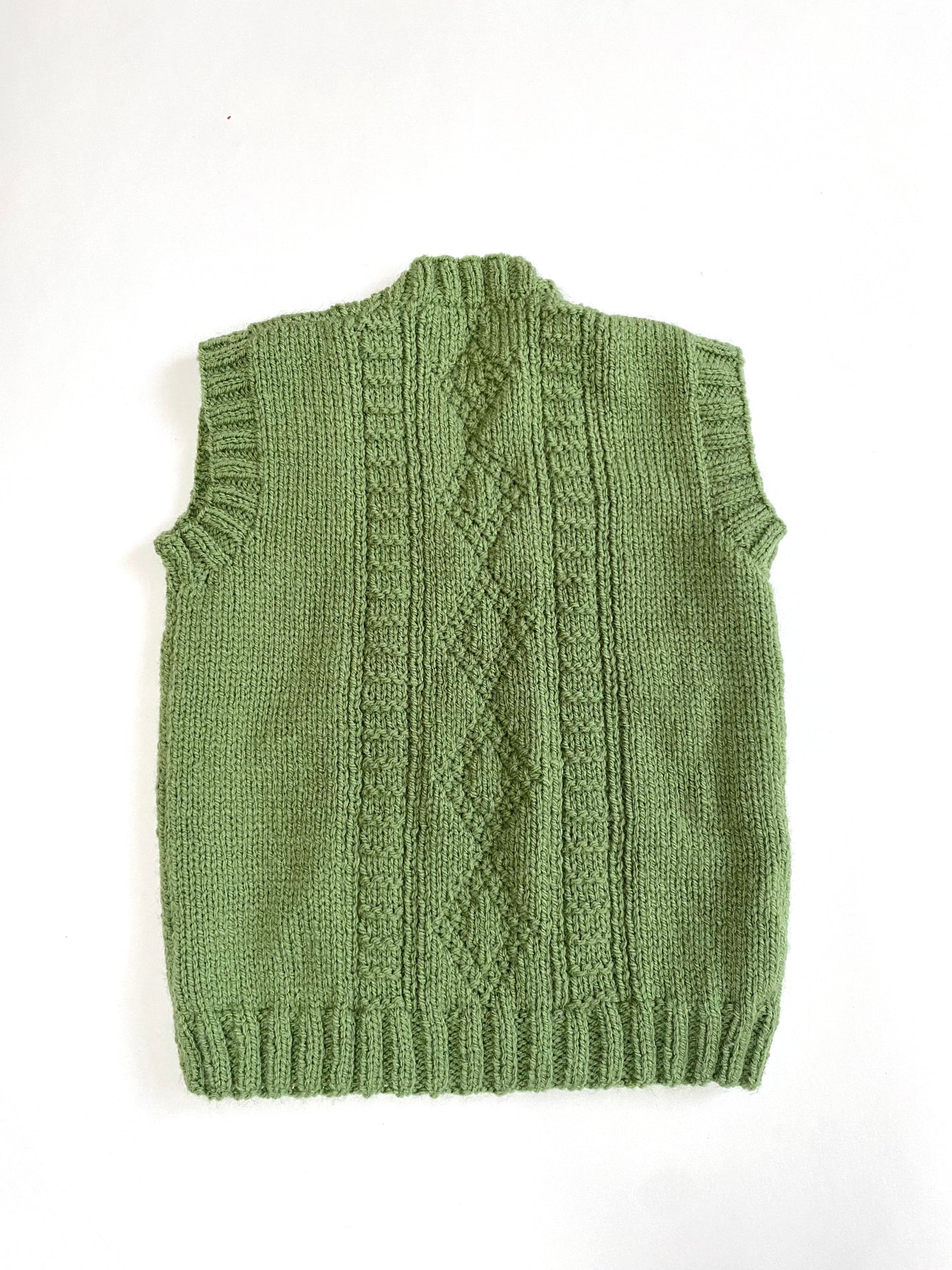 Handknitted green vest Age 2-3y
