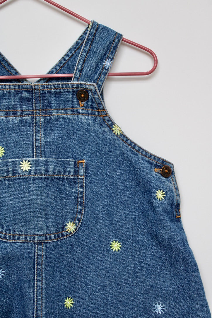 Vintage embroidered daisy denim dress Age 9-12M
