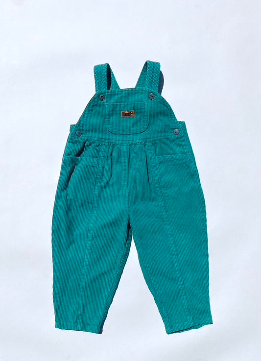 Vintage green chunky cord dungarees age 18-24m+