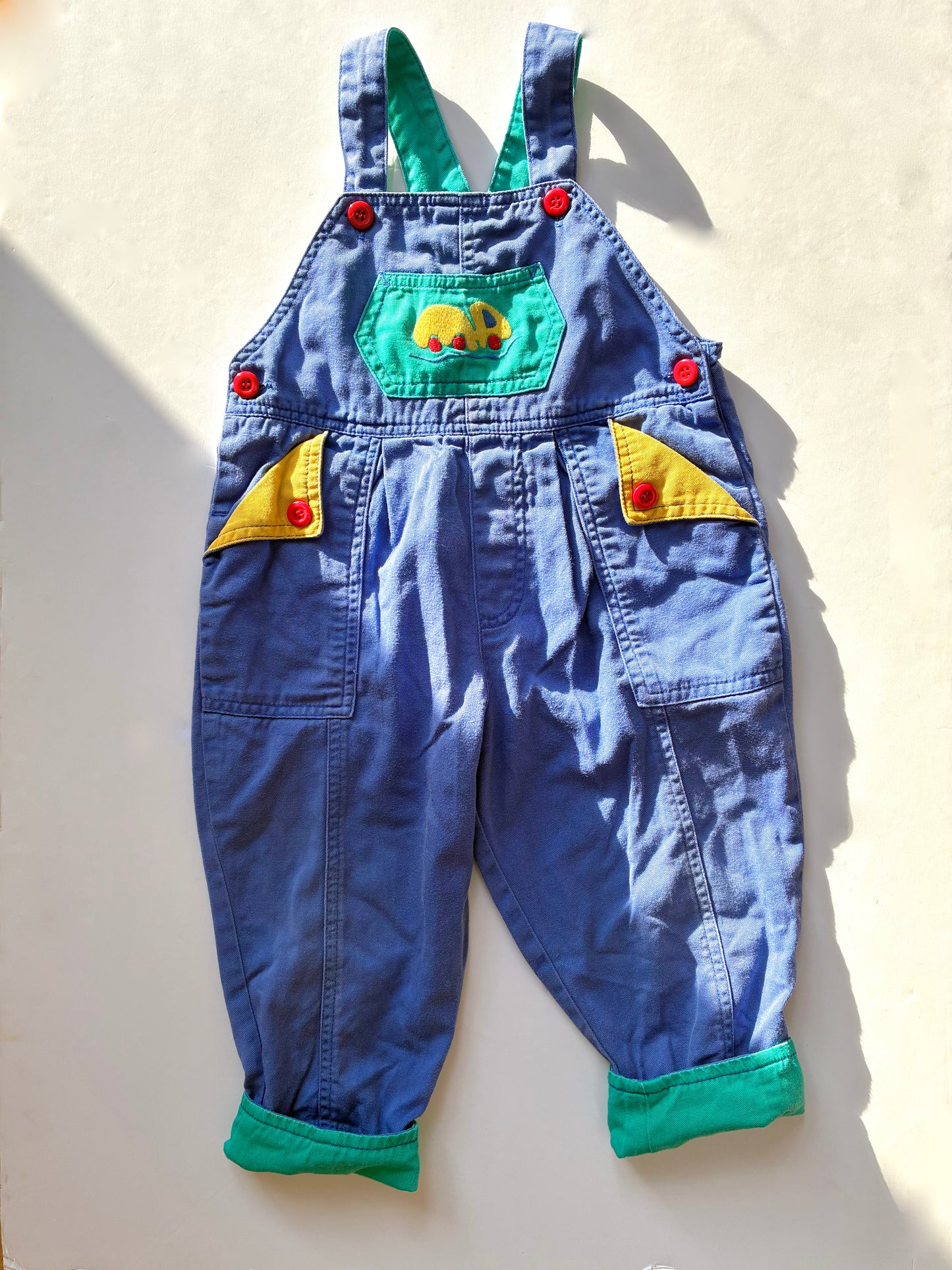 Vintage colourblock dungarees Size 12-18m