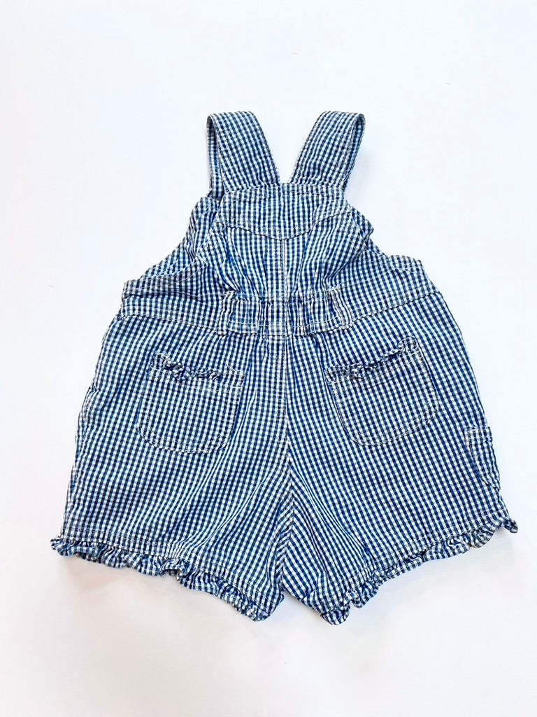 Vintage gingham frill shortalls age 6-12m