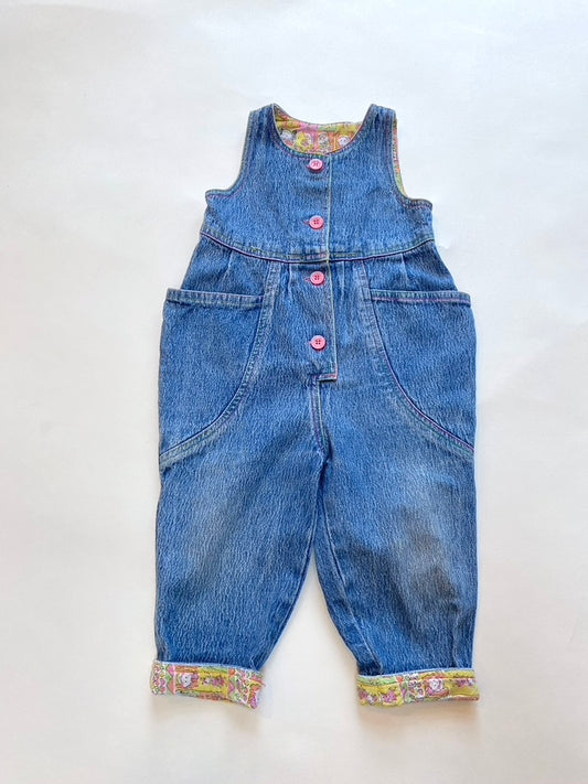 Vintage denim dungarees with contrast details age 9-12m