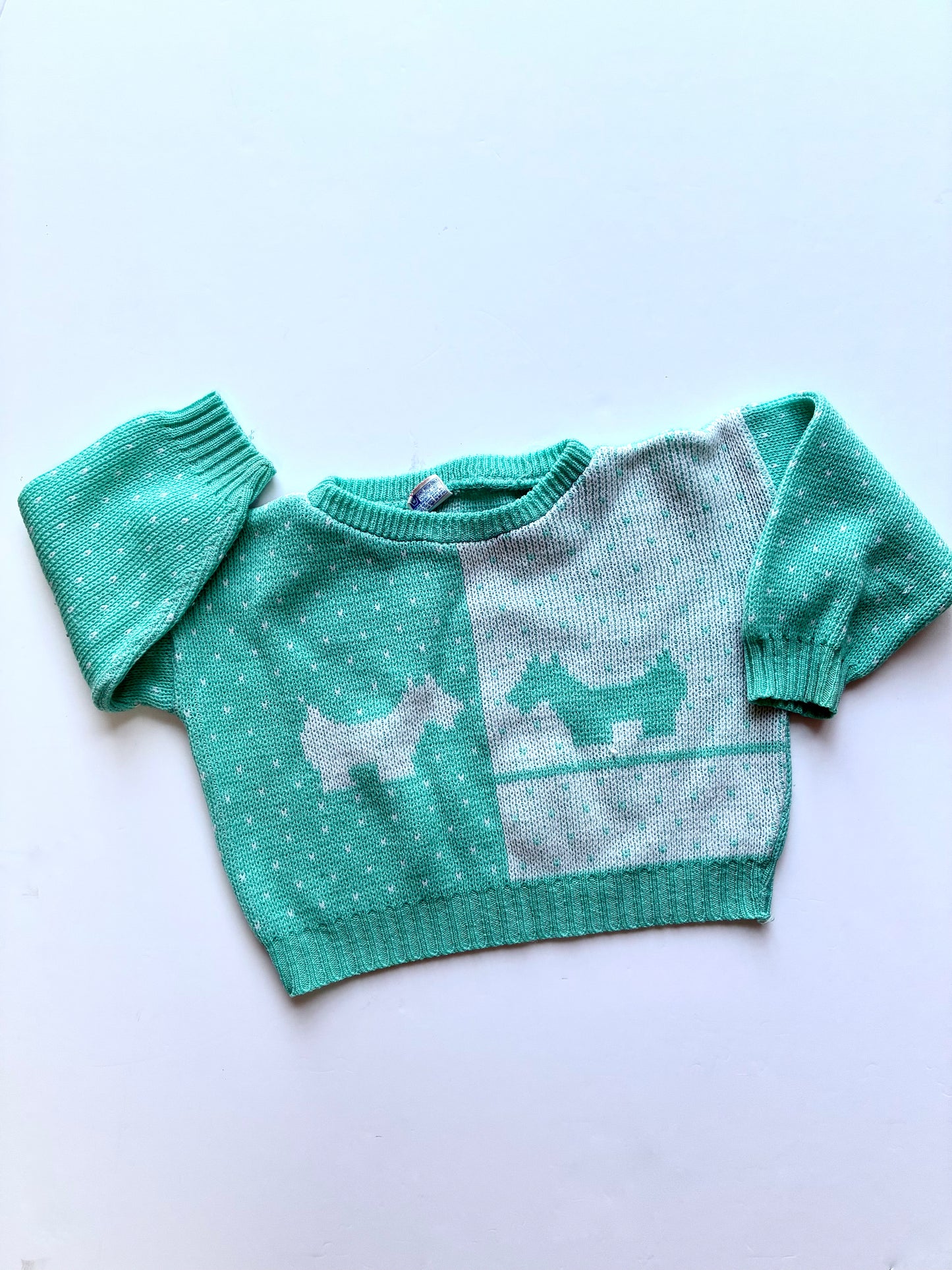 Vintage blue dog jumper size 18-24m