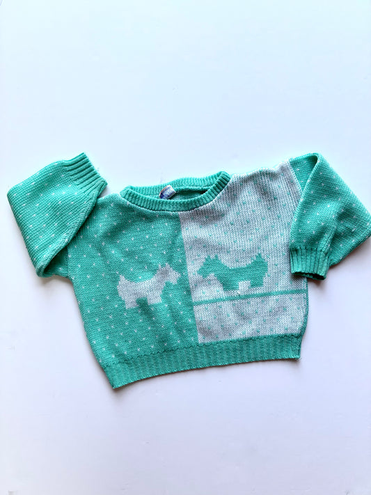 Vintage blue dog jumper size 18-24m