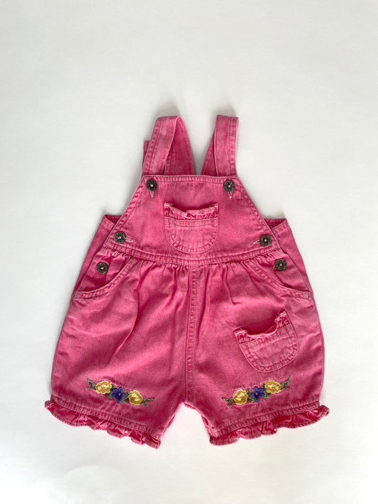 Vintage pink shortalls Age 6-9M