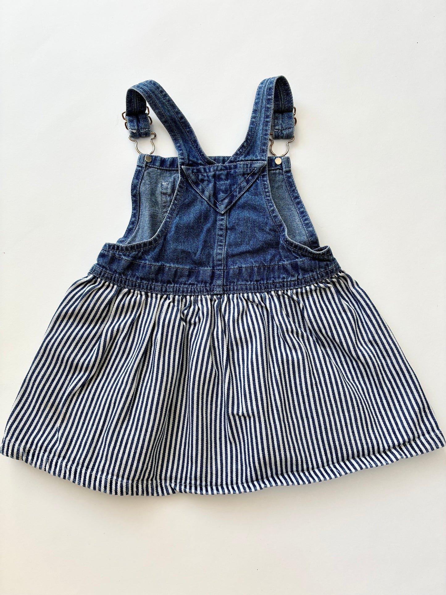 Vintage denim and hickory stripe dress age 18-24m