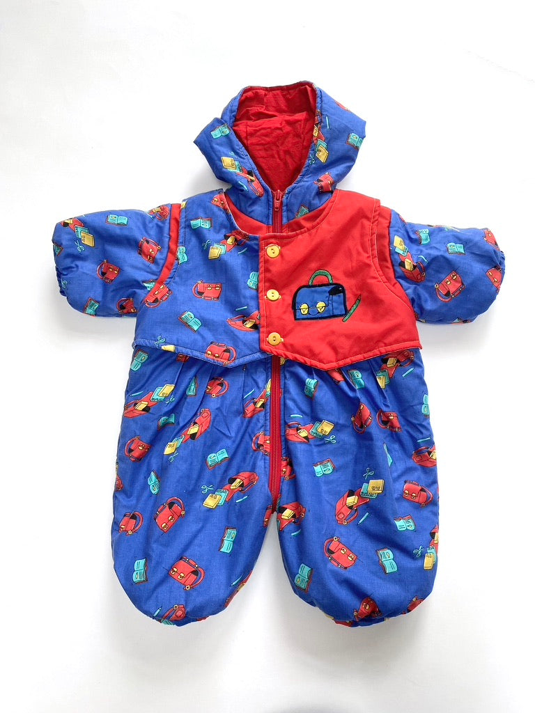 Vintage printed pramsuit age 3-6m