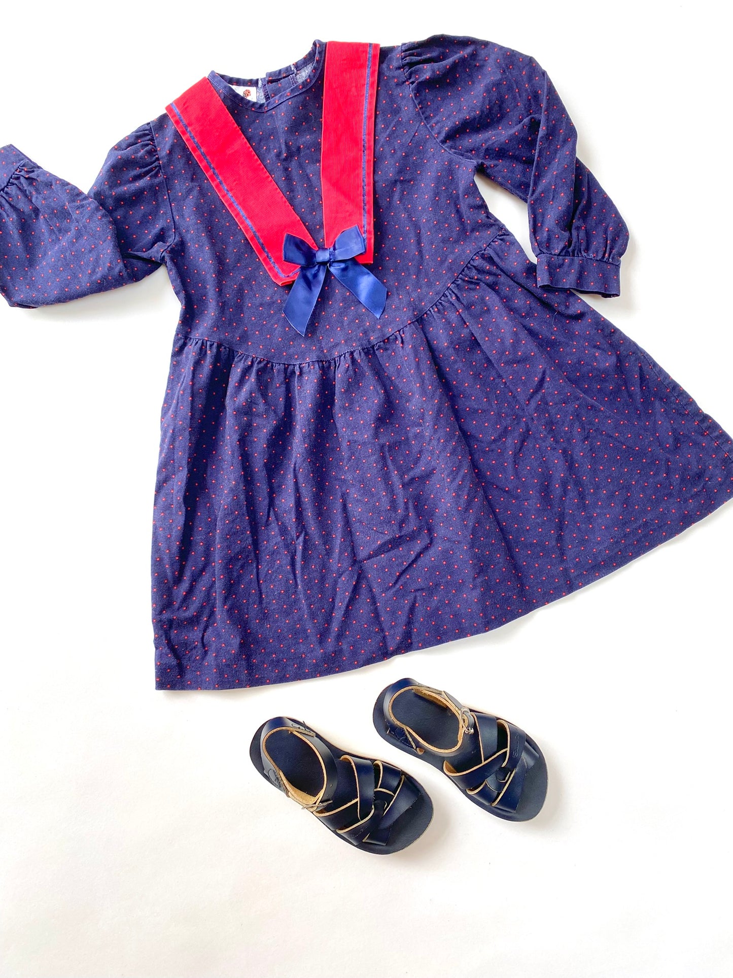 Vintage polkadot sailor dress Age 3-4y