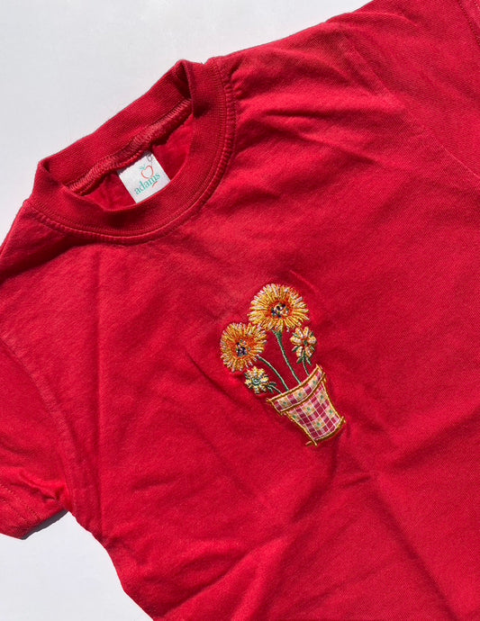 Y2K red sunflower tee age 9-12m