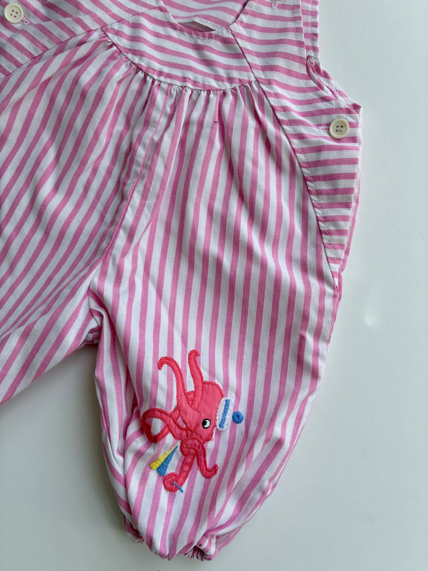 Vintage pink stripe dungarees size 3-6m