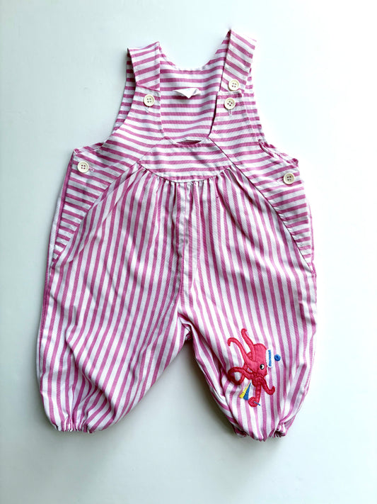 Vintage pink stripe dungarees size 3-6m