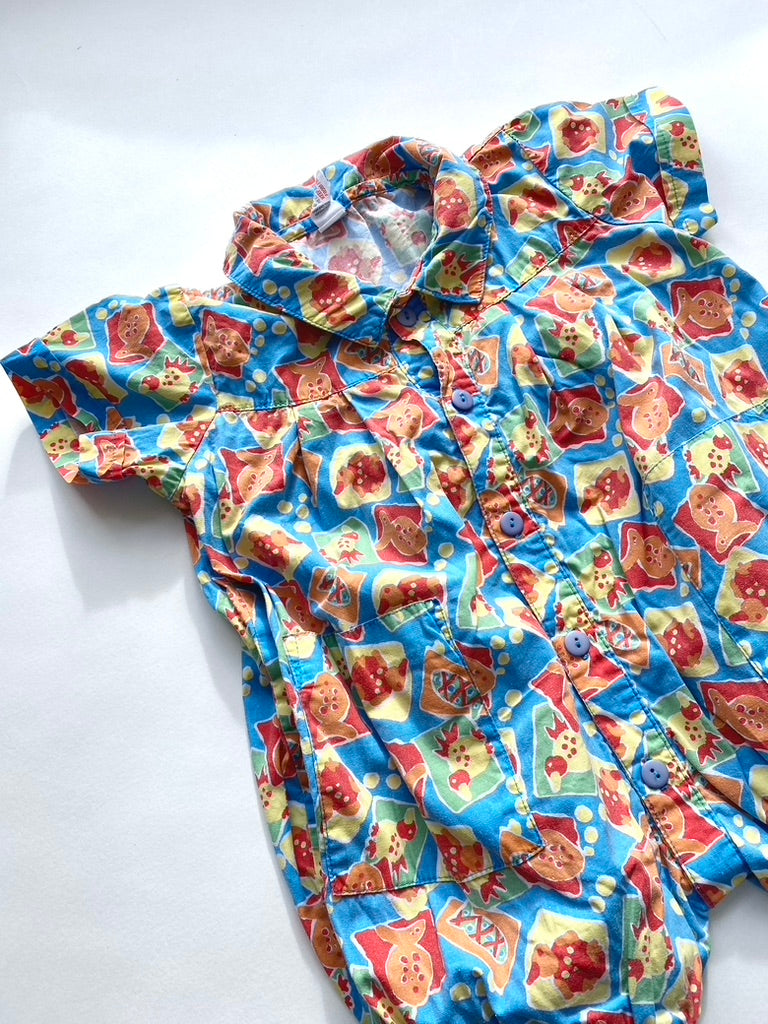 Vintage fish print romper Age 6-12m