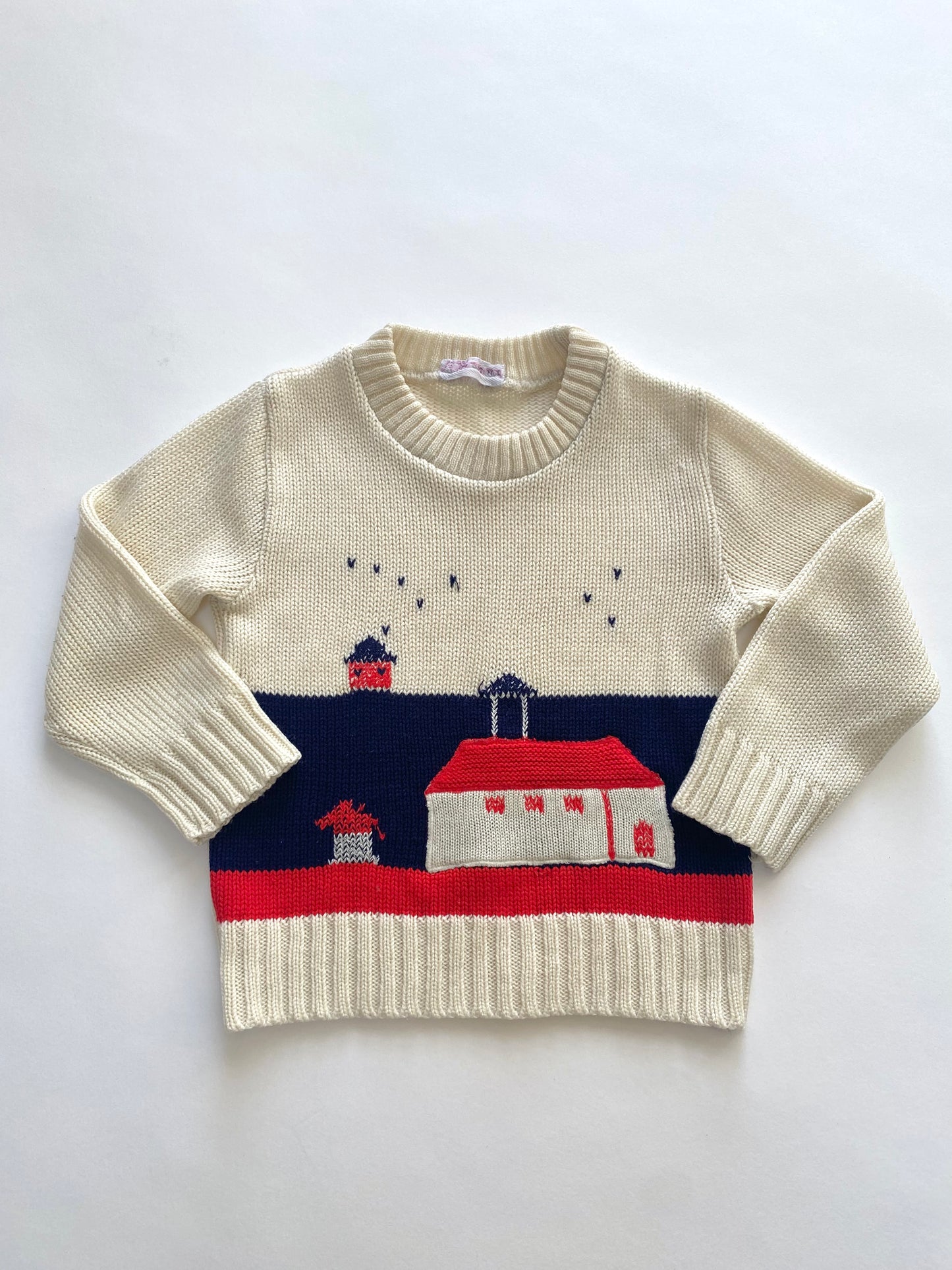 Vintage jumper with house design Age 2-3y