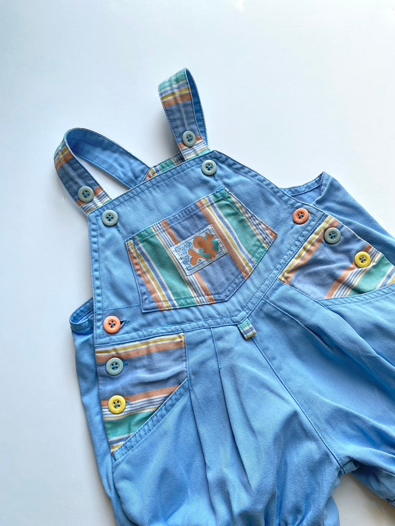 Vintage blue and stripe short dungarees Age 9-12m