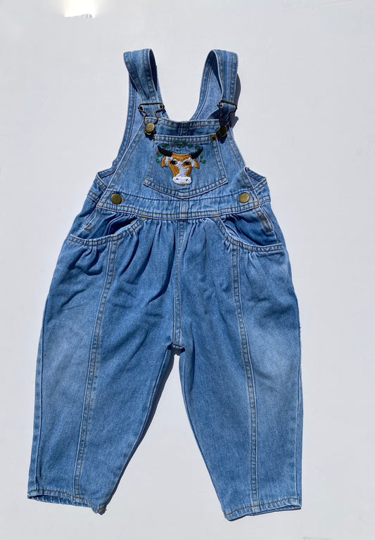 Vintage embroidered denim dungarees age 12-18m