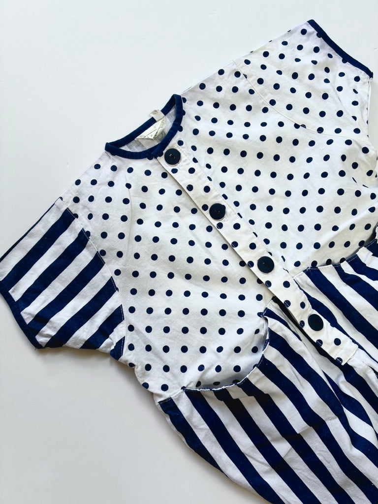 Vintage spot & stripe jumpsuit Size 6-9m