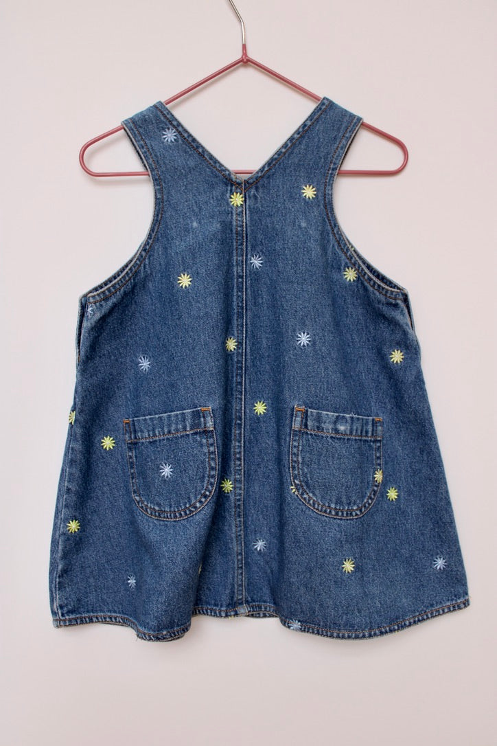 Vintage embroidered daisy denim dress Age 9-12M