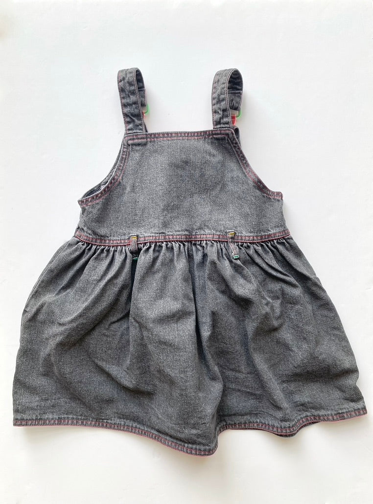 Vintage grey denim dress with colourblock detail Age 5-7y