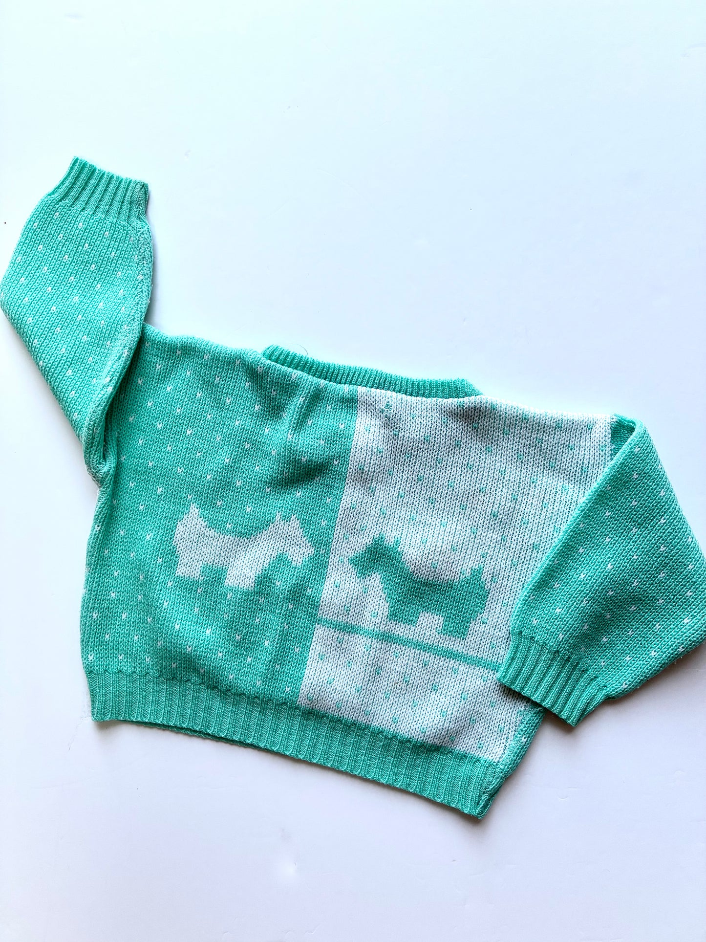 Vintage blue dog jumper size 18-24m