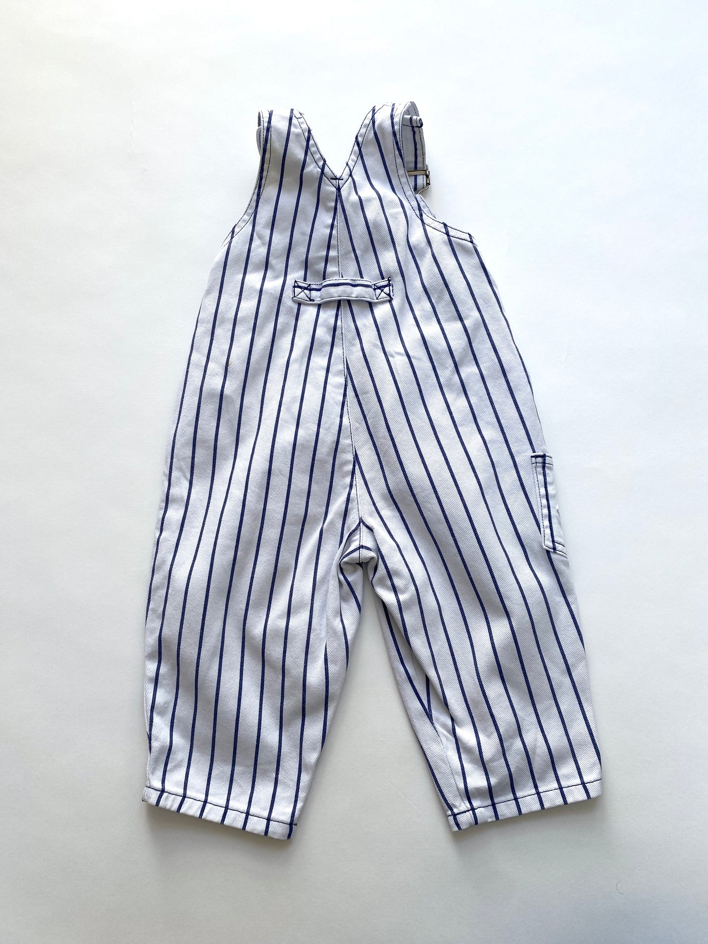 Vintage ecru and blue stripe dungarees Age 12-18m